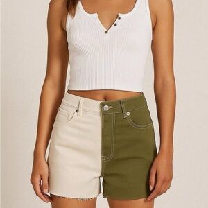 Pacsun Two-Tone Frayed Hem Denim Women Shorts